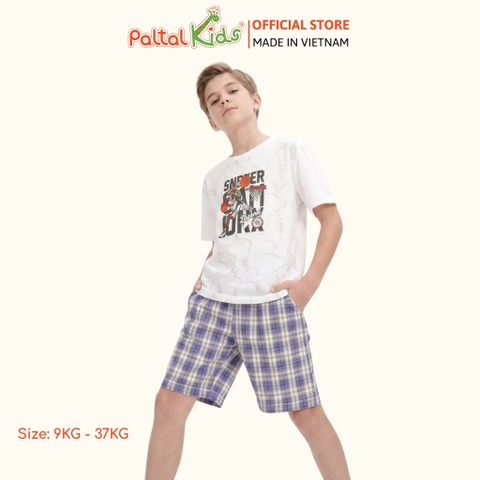 Quần Đùi Cotton Caro Có Dây Rút Bé Trai Cao Cấp - 118 8056