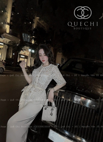 Set Dài Áo Ren Mĩ Quần Ống Suông