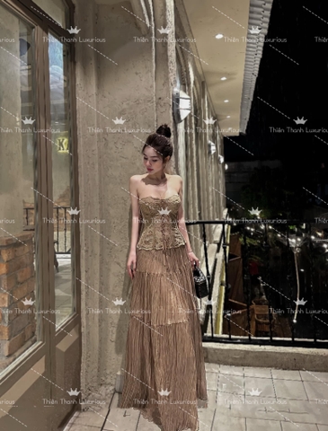 Set TK Dài Áo Conset Chân Xoè Tầng