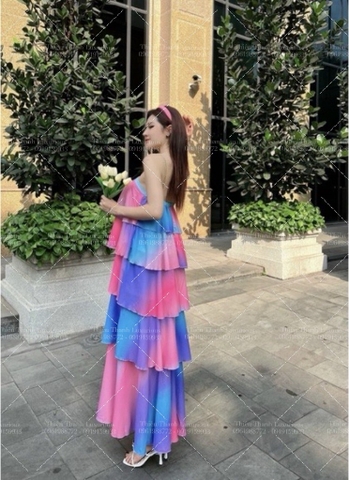 Đầm Maxi Đi Biển Loang Màu Dạng Yếm