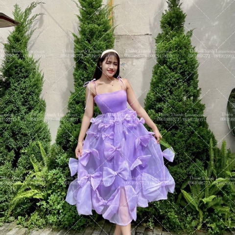 Đầm Hai Dây Dáng Xoè Công Chúa Đính Nơ
