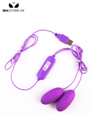 SMT1302 - Trứng rung 2 đầu có dây sạc USB silicon với 10 tần số