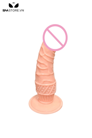 SMT2891 - Dương vật giả silicon có bi nổi và đế hít tường dài 19.5cm