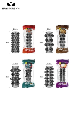 SMT883 - Bao cao su đôn dên khúc giữa có bi màu đen dài 8cm