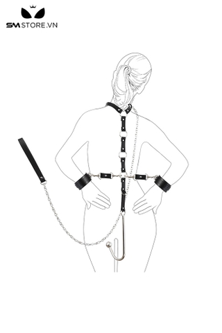 SMT1195 - Combo đồ chơi BDSM màu đen 6 món trói tay kèm vòng cổ