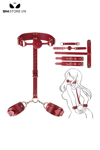 SMT1192 - Bộ đồ cố định tư thế SM có ball gag liền còng tay tháo rời