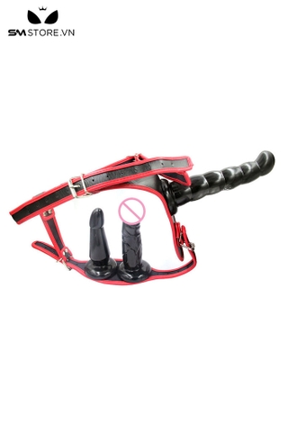SMT2621 - Dương vật giả 3 đầu có quần da dài 18.5 và 13cm