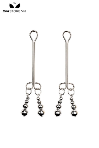 SMT1753 - Kẹp núm vú bằng kim loại mix 4 hạt bi tròn dài 11.5cm