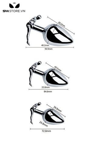 SMT2741 - Đồ chơi hậu môn inox có đế hình người và 3 size