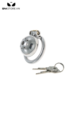 SMT862 - Khóa dương vật thép không gỉ dạng lồng có lỗ thông hơi và nắp