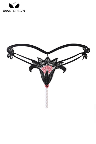 SMS851 - Quần lót lọt khe hình bông hoa nhị hồng với hoa lưới