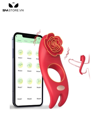 SMT2830 - Vòng rung tình yêu chống xuất tinh sớm hoa hồng dài 126mm