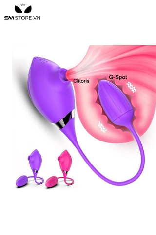 SMT1932 - Trứng rung hút 2 đầu silicon dài 32cm sạc điện chống nước