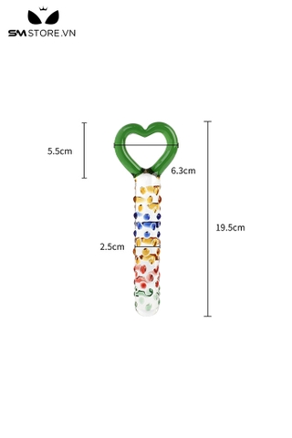 SMT831 - Dương vật giả pha lê hình trái tim màu xanh dài 195mm