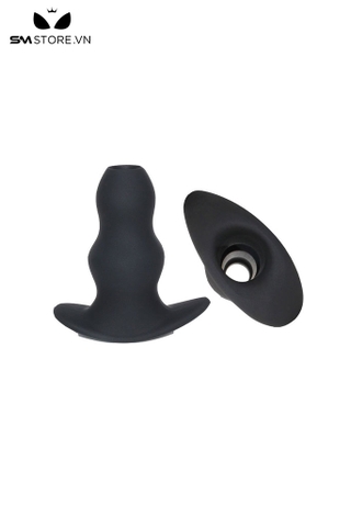 SMT982 - Butt plug silicon có lỗ thiết kế có chuôi với 3 size màu đen