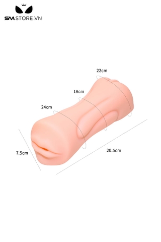SMT1953 - Âm đạo giả 2 đầu có miệng và mông bằng silicon dài 20.5cm