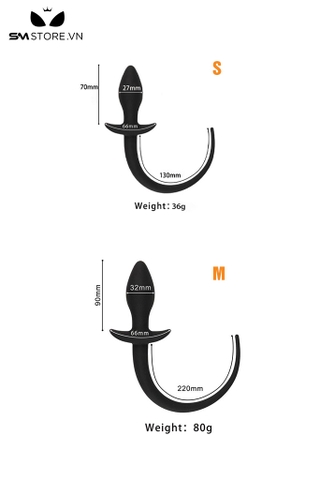SMT438 - butt plug đuôi heo chất liệu silicon màu đen dài 290mm