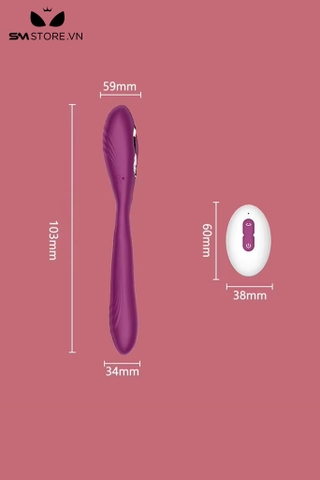 SMT554 - Máy rung âm đạo silicon 2 nhánh điều khiển từ xa màu hồng