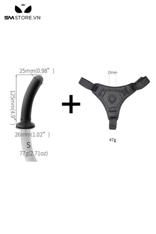 SMT483 - Dương vật giả silicon kèm đai đeo lọt khe dài 13cm màu đen