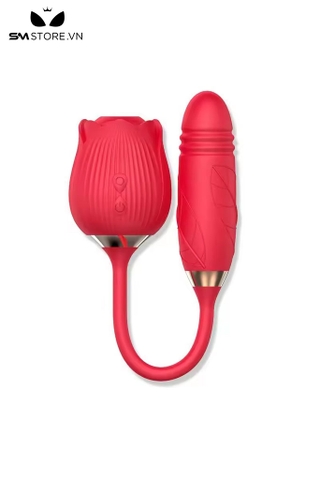SMT476 - Máy rung hít 2 đầu có 10 chế độ hình bông hoa hồng dài 306mm