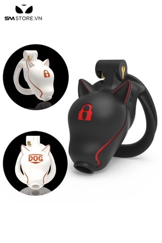 SMT2646 - Khóa dương vật bằng nhựa đầu chó kèm 4 vòng
