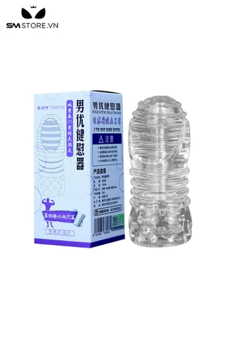 SMT843 - Cốc thủ dâm silicon trong suốt dài 14cm mềm uốn dẻo