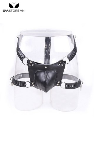 SMT2140 - Đai trinh tiết da PU có vòng khóa chân có nút điều chỉnh