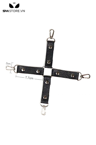 SMT1021 - Đồ chơi SM cố định tư thế chữ X chéo  trói tay chân da PU
