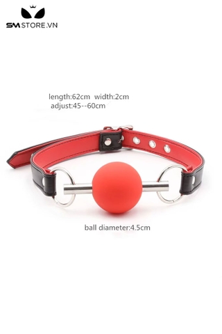 SMT1587 - Ball gag silicon có dây giả da PU điều chỉnh dài 62cm