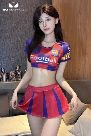 SMS800 - Cosplay cổ vũ bóng đá gợi cảm với áo croptop và váy xòe