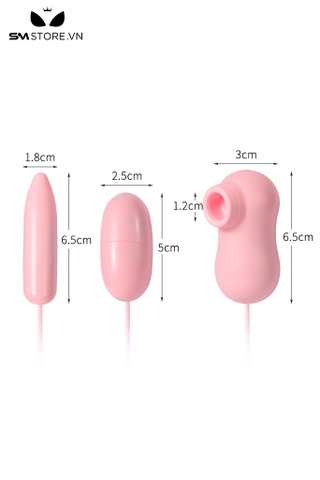 SMT4617 - Trứng rung 2 đầu có hút dây sạc trực tiếp dài 5 và 6.5cm
