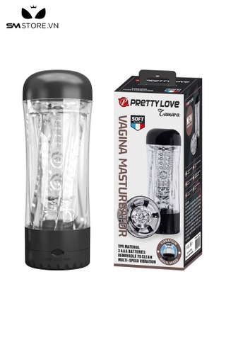 SMT2770 - Cốc thủ dâm trong suốt có rung Pretty Love tháo rời dài 19cm