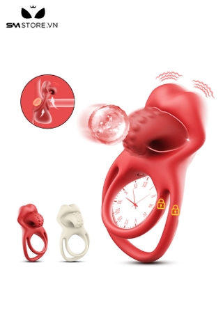 SMT2496 - Vòng đeo dương vật mix lưỡi liếm rung 10 chế độ