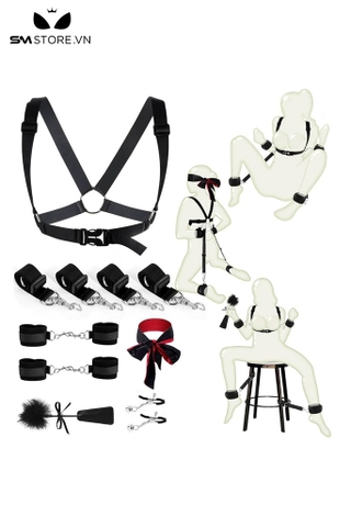 SMT1191 - Set đồ chơi BDSM 7 món có khóa tay và dây đeo vai