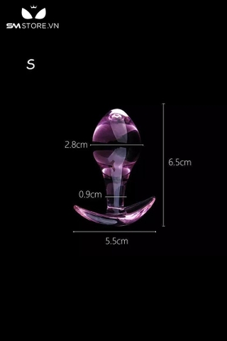 SMT1355 - Butt plug cắm hậu môn thủy tinh bằng thủy tinh trong suốt