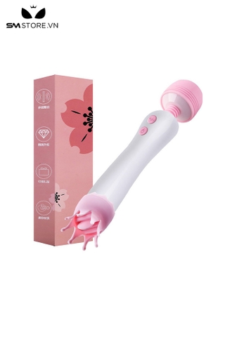 SMT467 - Chày rung đầu lưỡi vương miện silicon dài 17cm màu trắng