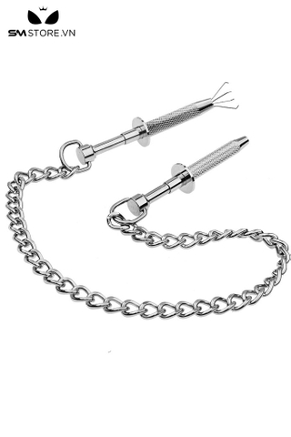 SMT2651 - Kẹp núm vú inox có 4 chấu dây xích dài 30cm