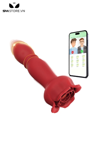 SMT1025 - Anal plug silicon hình hoa hồng với 9 chế độ rung thụt