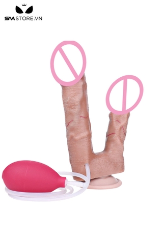 SMT2824 - Dương vật giả silicon 2 đầu bắn tinh dài 10.5 và 21cm
