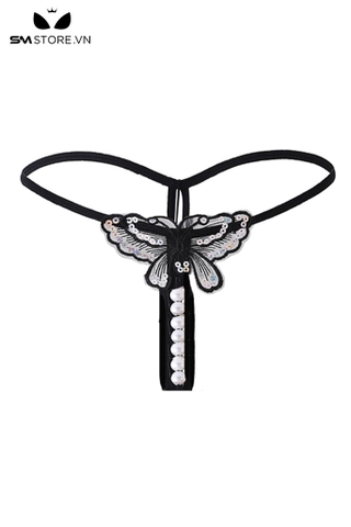 SMS852 - Quần lót đính ngọc trai hình con bướm họa tiết hoa lưới