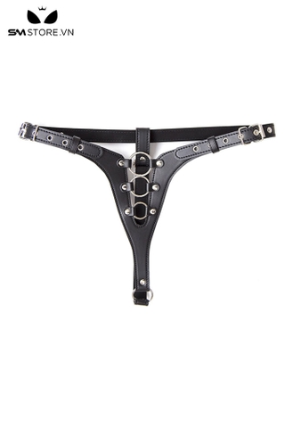 SMT2338 - Đai trinh tiết giả da PU thiết kế lọt khe 3 vòng tròn inox