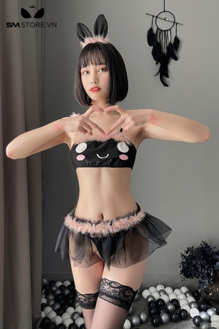 SMS662 - Combo đồ ngủ bikini 2 mảnh cosplay mèo kèm phụ kiện