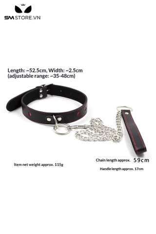 SMT2482 - xích cổ SM với dây quai có họa tiết trái tim màu đỏ