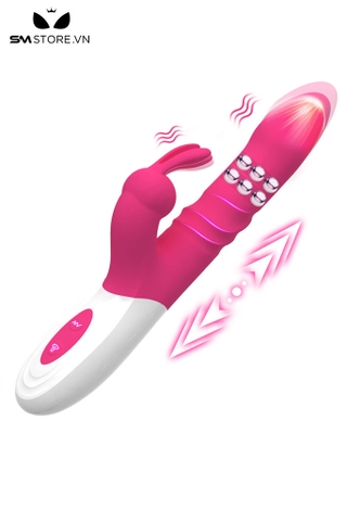 SMT2351 - Dương vật giả rung xoay thụt tai thỏ có hạt dài 23.5cm