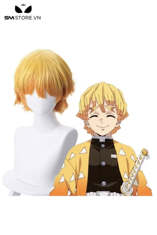 SMP149 - Tóc giả cosplay Zenitsu Agatsuma màu vàng xoăn nhẹ