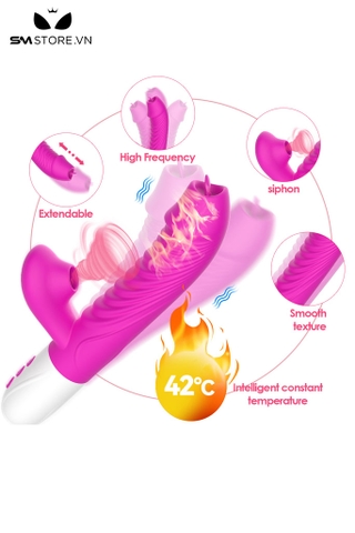 SMT2783 - Máy rung thụt hút có lưỡi liếm silicon và sưởi ấm sạc điện
