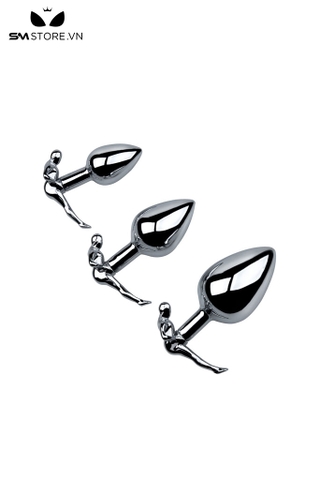 SMT2741 - Đồ chơi hậu môn inox có đế hình người và 3 size