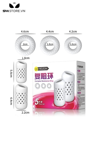 SMT1446 - Combo 5 vòng đeo dương vật bằng silicon màu trắng
