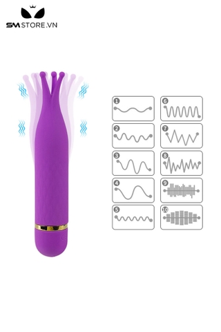 SMT2359 - Gậy rung silicon hình vương miện có 10 tần số dài 13.5cm