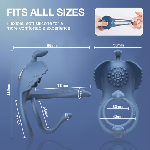 SMT1468 - Vòng rung dương vật silicon đường kính 30mm màu xanh